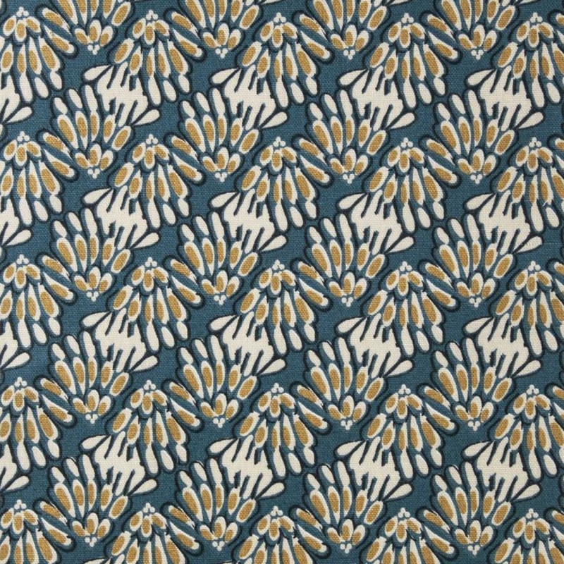 Semi panamá estampado SVARA Azul prusiano / Lino